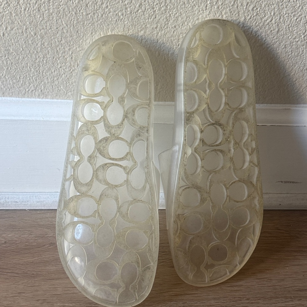 Coach Translucent Ivory Logo Slide Sandals - Picture 3 of 5